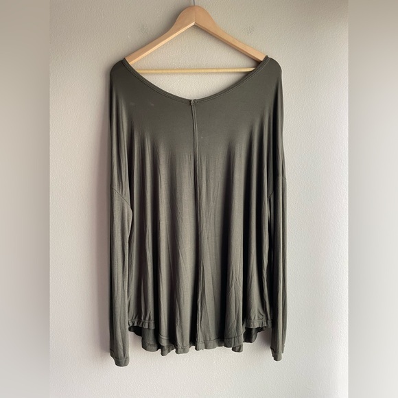 New Free People Women Army Green Shirt Size Medium Long Sleeve - Picture 6 of 9